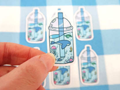 Ocean Boba Die Cut Sticker