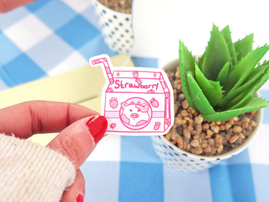 Adorable Strawberry Milk Sticker