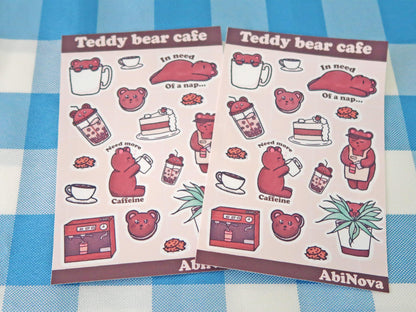 Cosy Teddy Bear Café Sticker Sheet