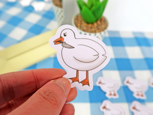 Angry Knife Duck Sticker