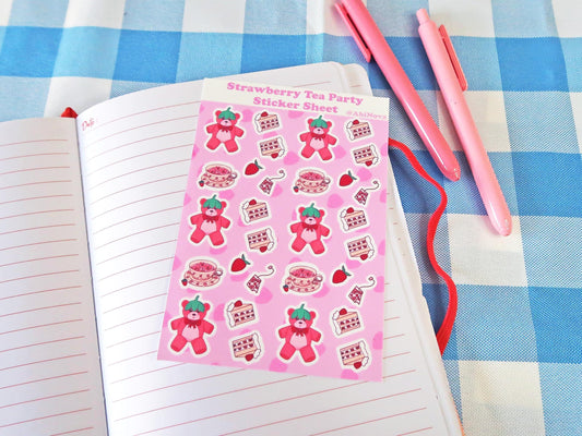 Strawberry Tea Party Sticker Sheet