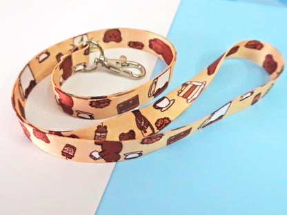 Cute Teddy Bear Café Lanyards