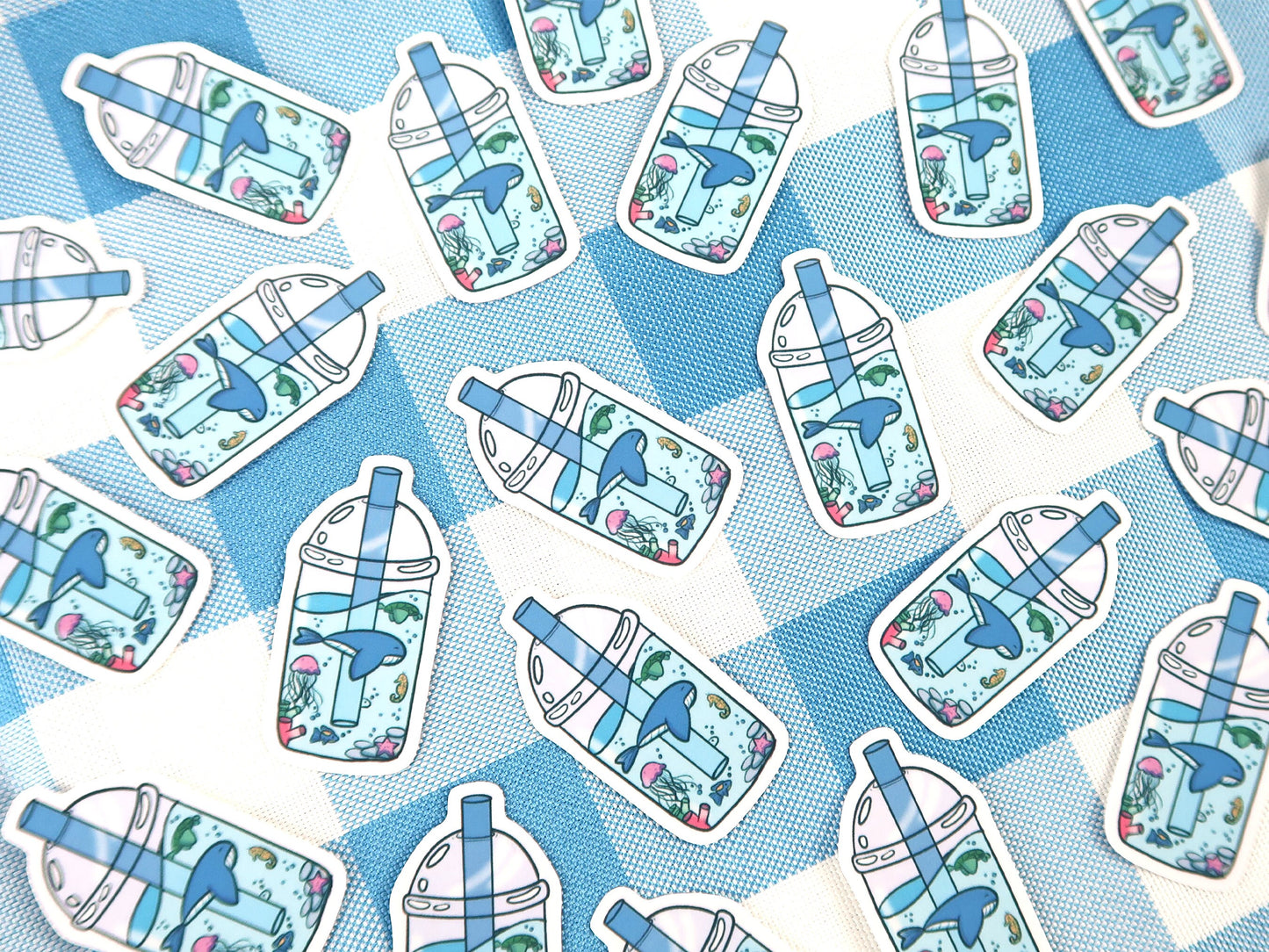 Ocean Boba Die Cut Sticker