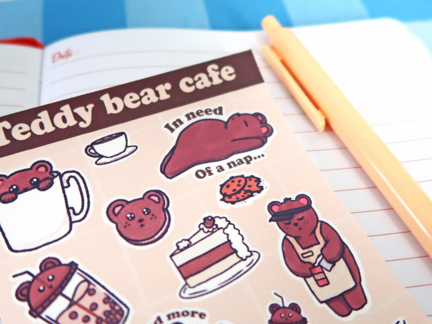 Cosy Teddy Bear Café Sticker Sheet