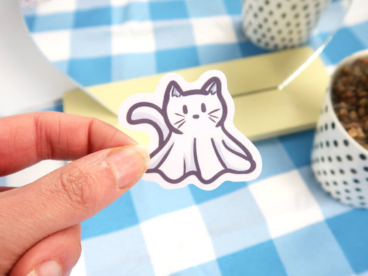 Ghost Cat Die Cut Sticker