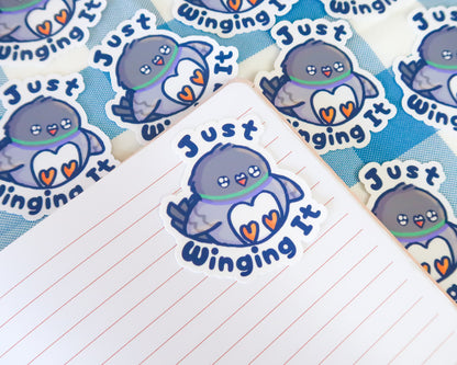 "Just Winging It" Pigeon Sticker