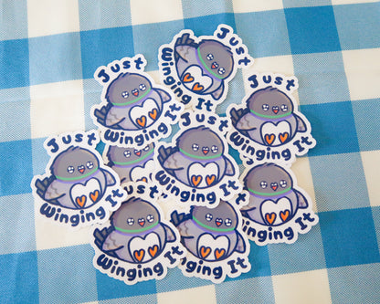 "Just Winging It" Pigeon Sticker