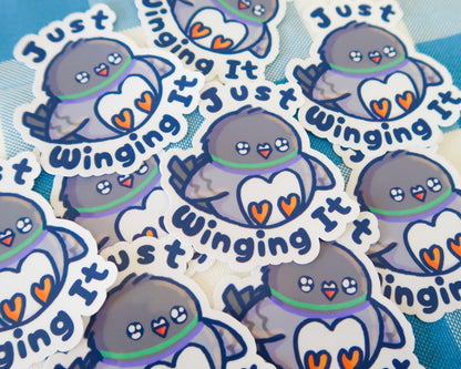 "Just Winging It" Pigeon Sticker