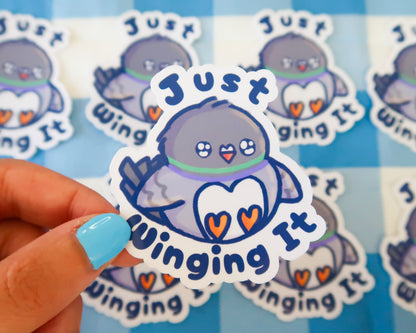 "Just Winging It" Pigeon Sticker