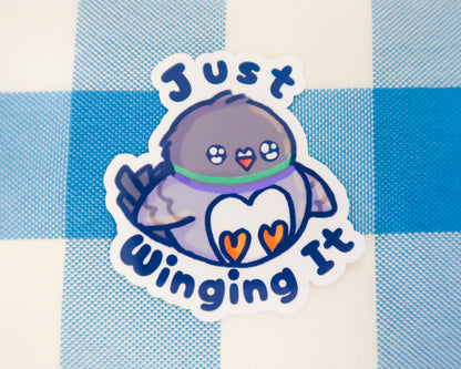 "Just Winging It" Pigeon Sticker