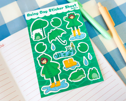 Cute Rainy Day Sticker Sheet