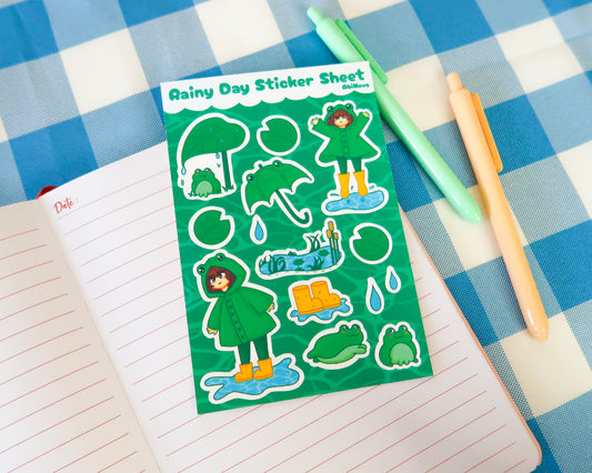 Cute Rainy Day Sticker Sheet