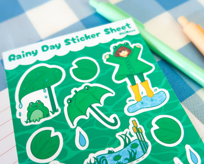 Cute Rainy Day Sticker Sheet