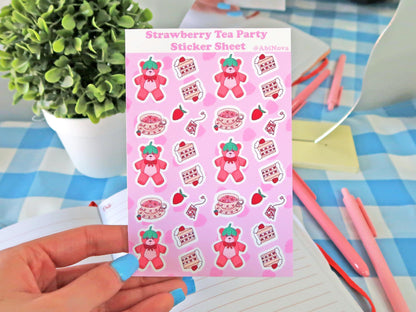 Strawberry Tea Party Sticker Sheet