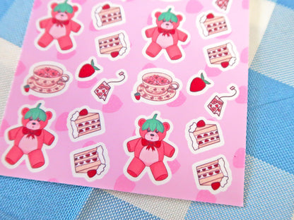 Strawberry Tea Party Sticker Sheet