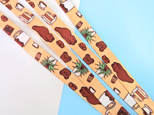 Cute Teddy Bear Café Lanyards