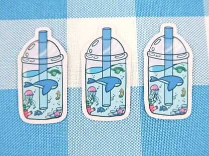 Ocean Boba Die Cut Sticker